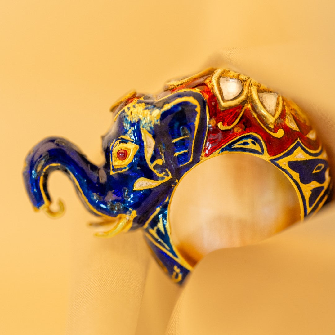 Majestic Elephant Jadau Ring