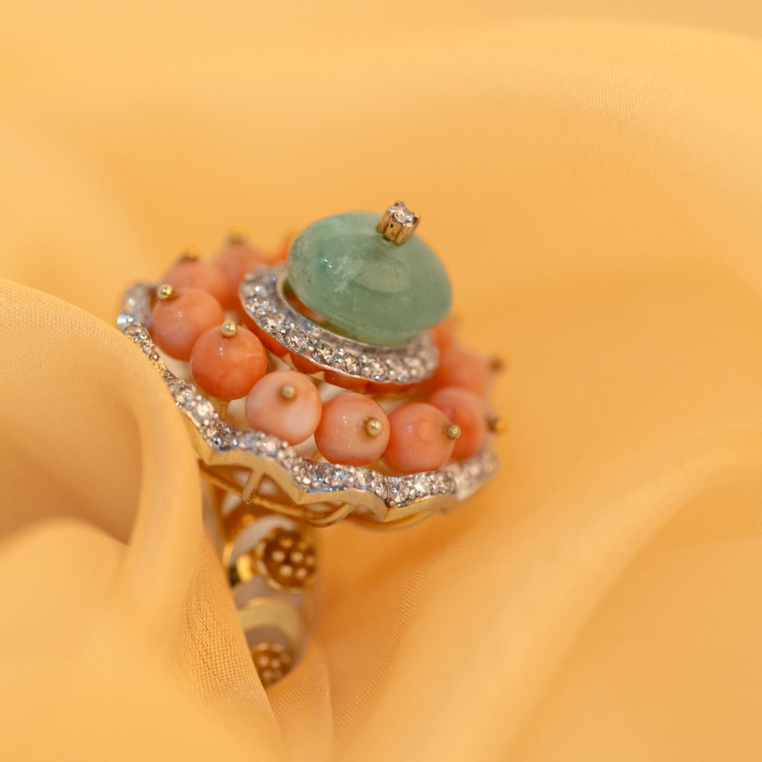 Oceanic Opulence Coral Cocktail Ring